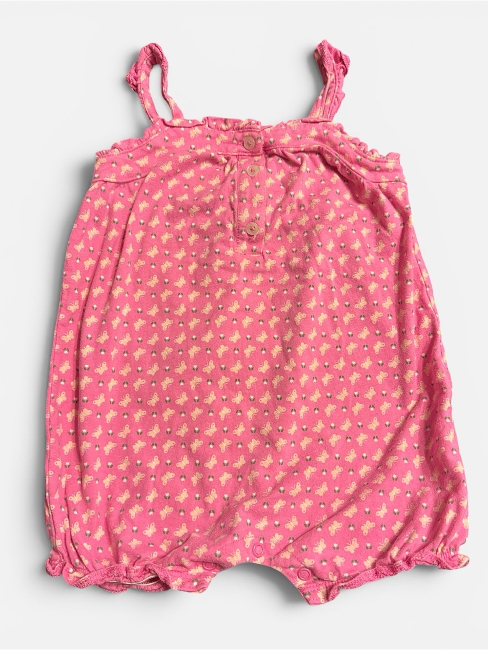 24m Carter's Pink Floral Bubble Romper with Light Pink Flower Accents